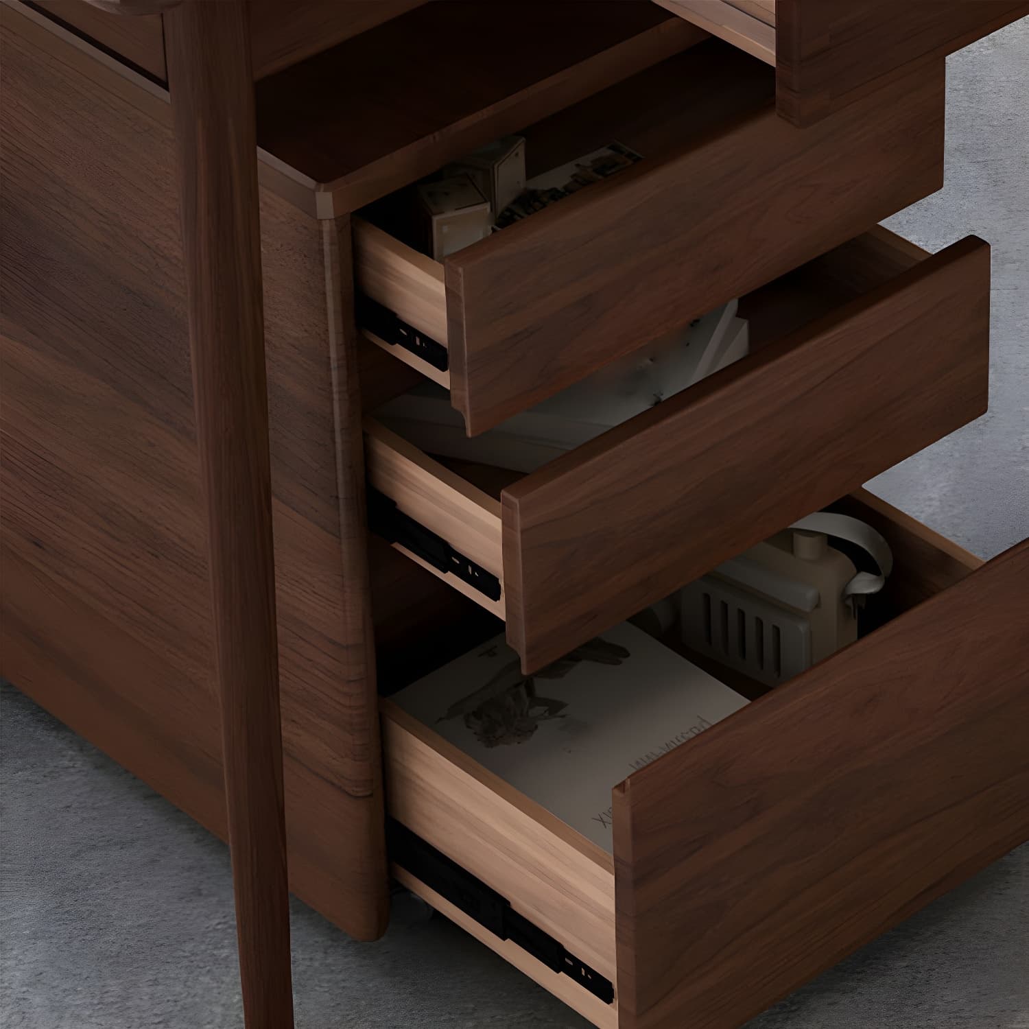 Modern Square Wood Cabinet on Wheels Side Cabinet with Drawer - image 6