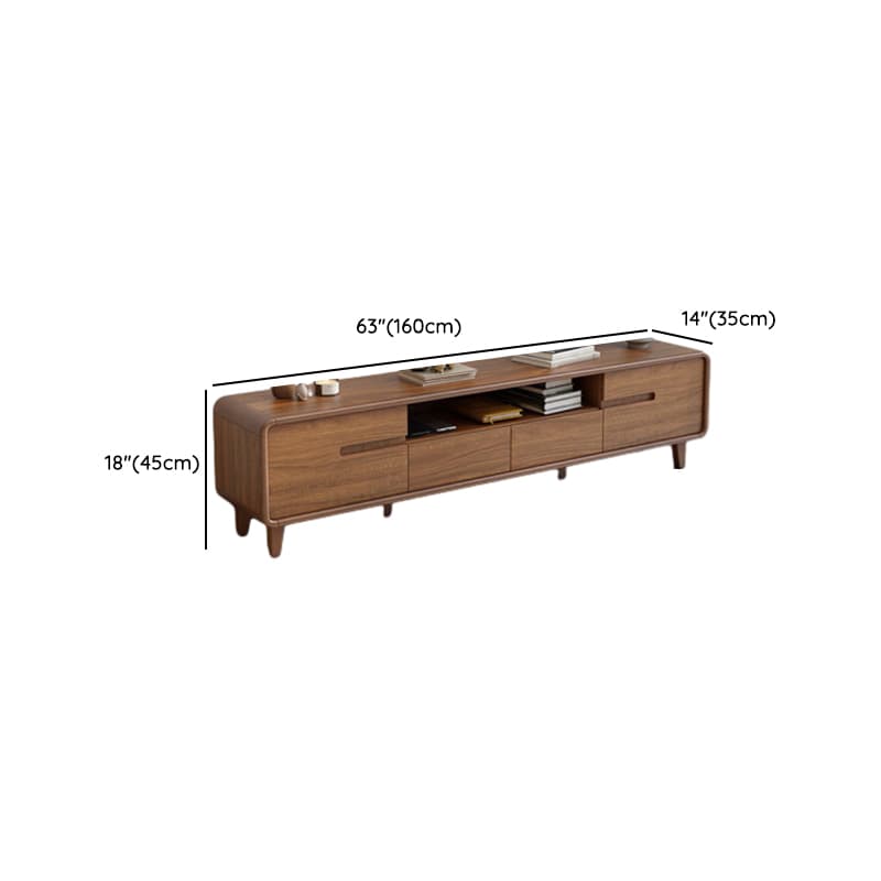 Old School Rectangular Open Shelving Natural Wood TV Stand with Natural Finish and Gate Doors - image 12