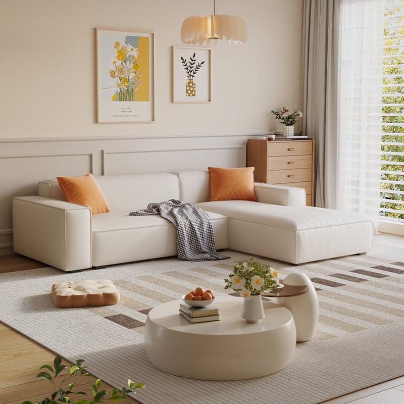 Trendy L-Shape Tear Resistant Sofa Chaise for 3-seater with Square Arm and 1 Chaise - image 3