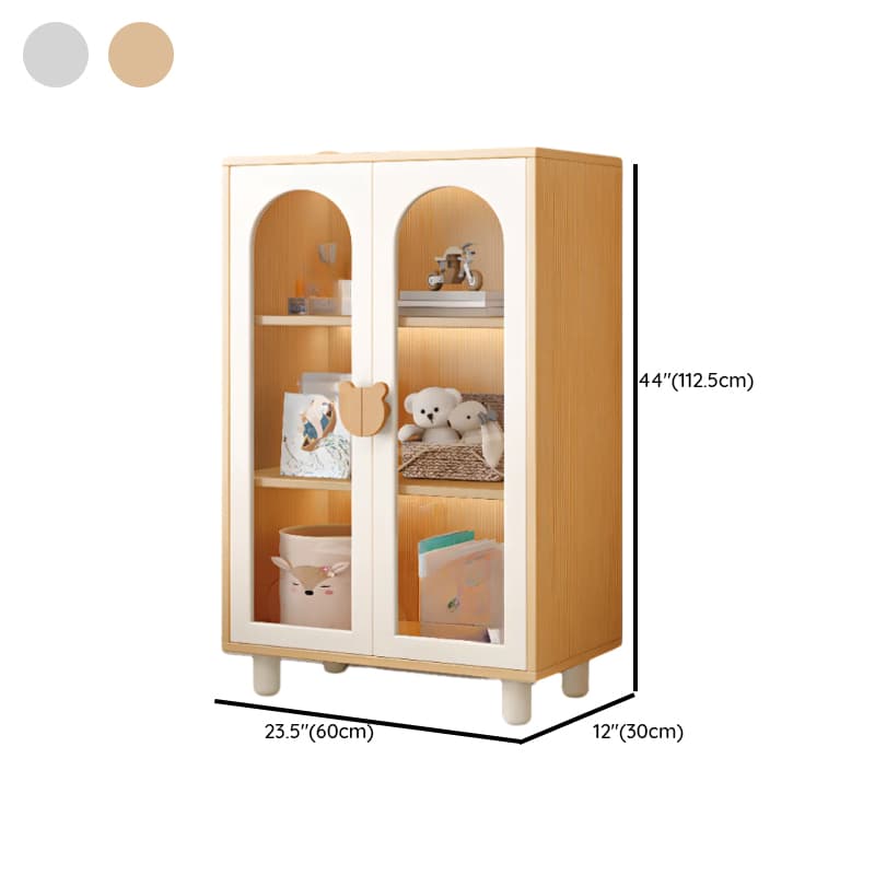 Modern Rectangular Utility Cabinet with Closet, Manufactured Wood Countertop, Glass-panel Door, White/Natural Top - image 11