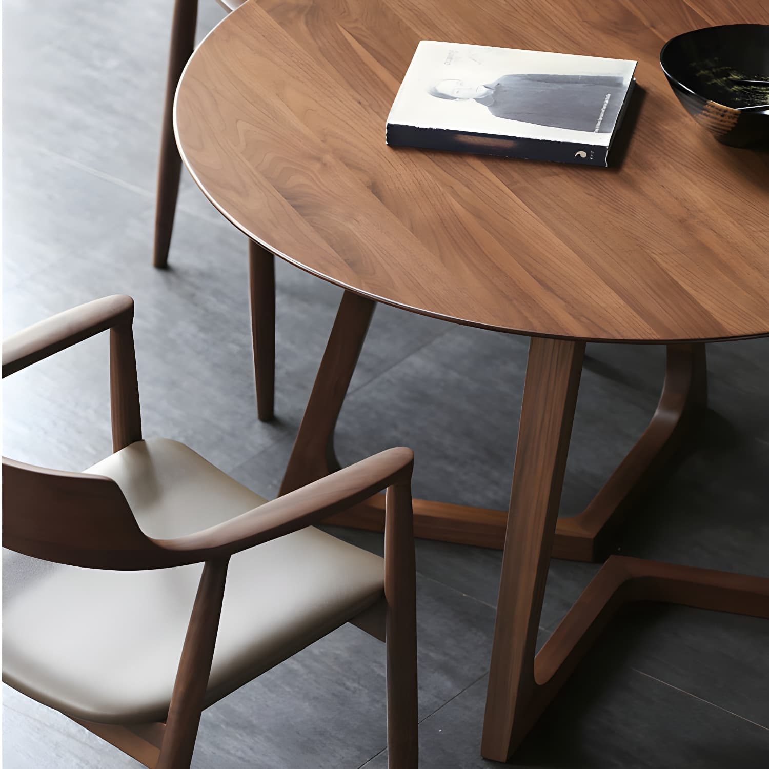 Simple Walnut Ash Dining Table Double Solid Wood Pedestal Home Table - image 9