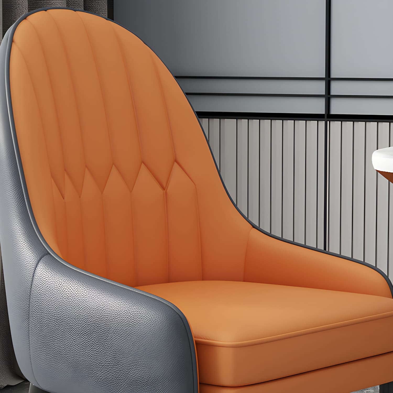 Faux Leather Dining Chairs Modern Parsons Arm Chair with Wood Legs - image 22