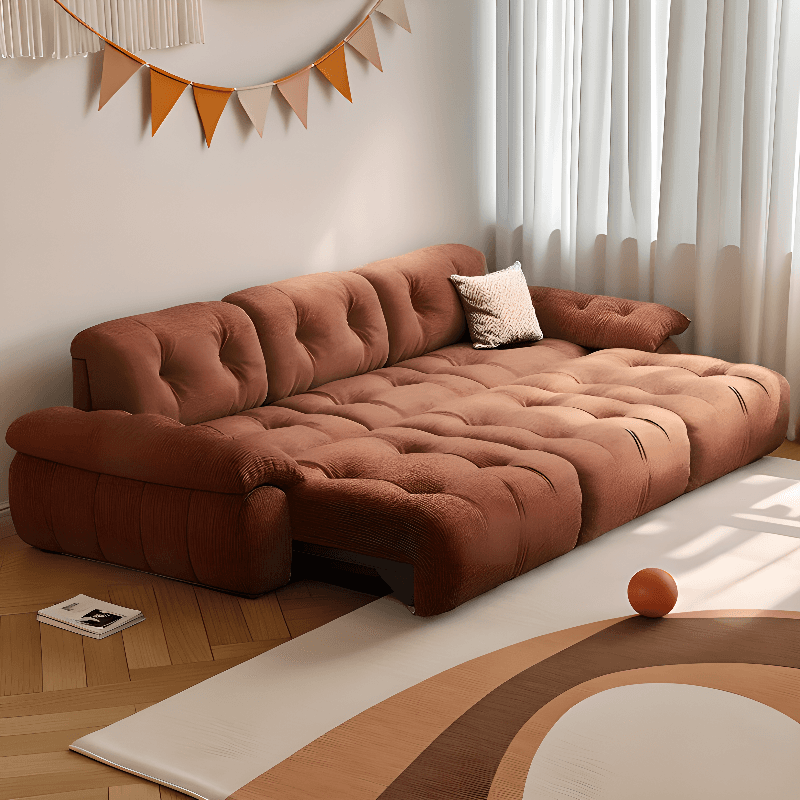 Standard/Single Sofa in Soft-pile Fabric, Amber Color with 1 Pillow