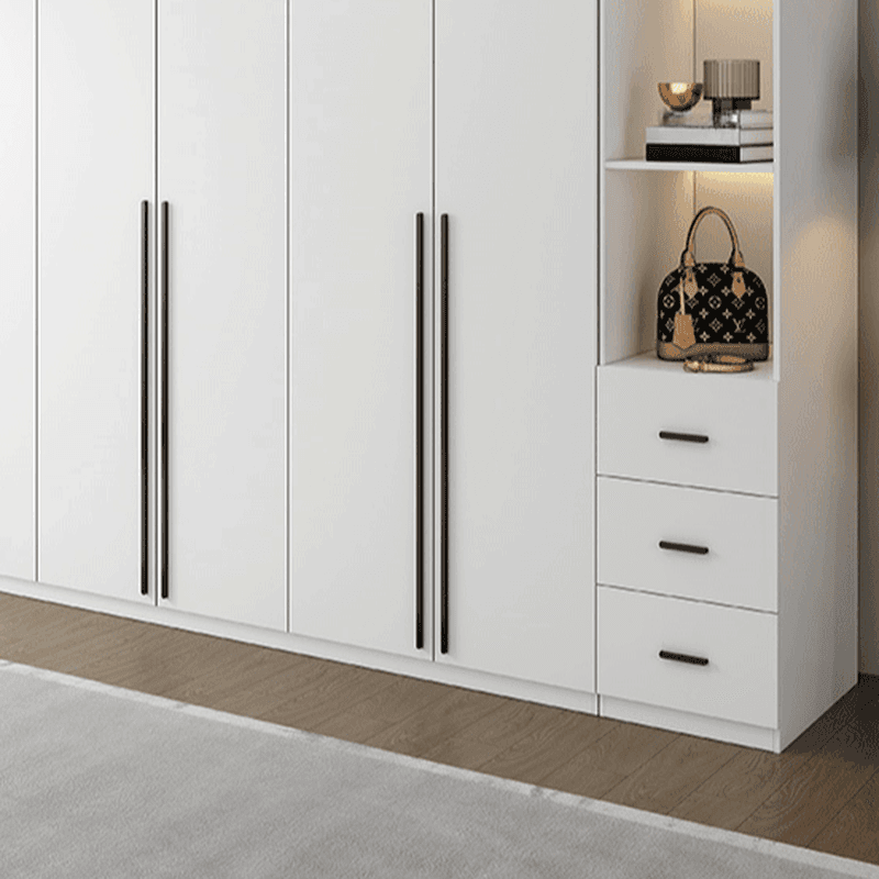 White Lumber Detached Wardrobe Closet with Soft Close Drawer, Door, Interior Shelves, and Clothing Rod