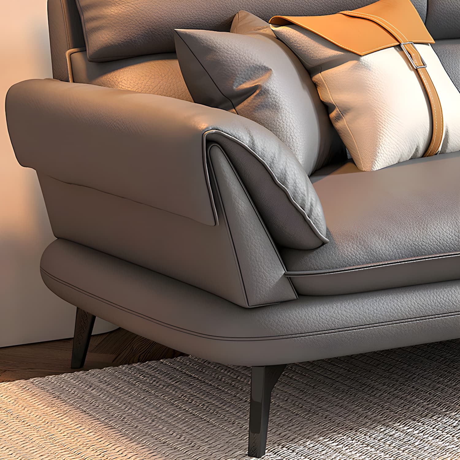 Modern Gray Tech Cloth Sectional with Flared Arms and Cushion Back - image 4