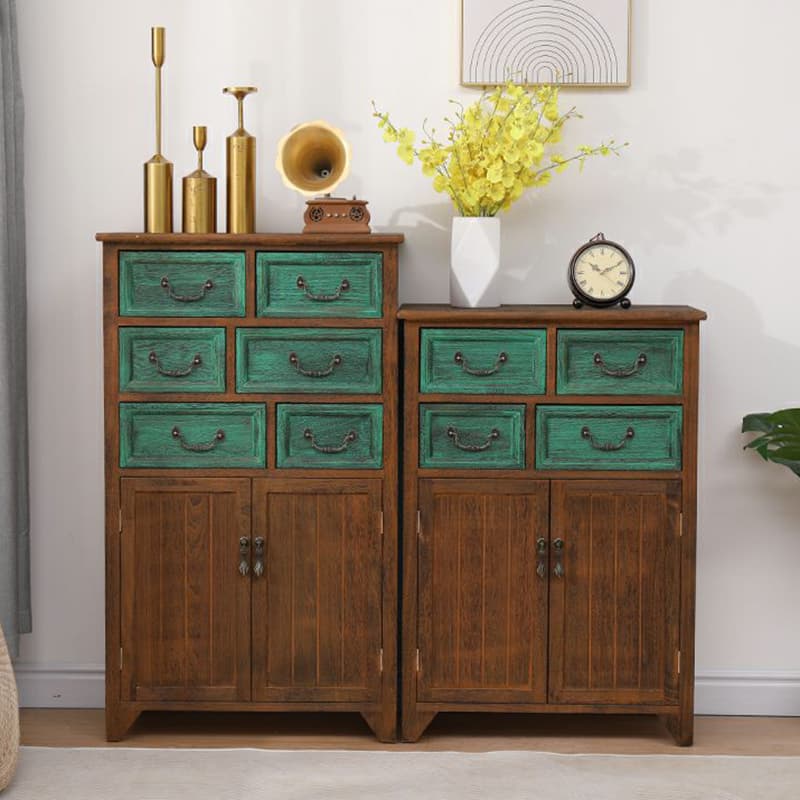 Coastal Style Storage Chest Solid Wood Countertop with Drawers and Doors - image 17