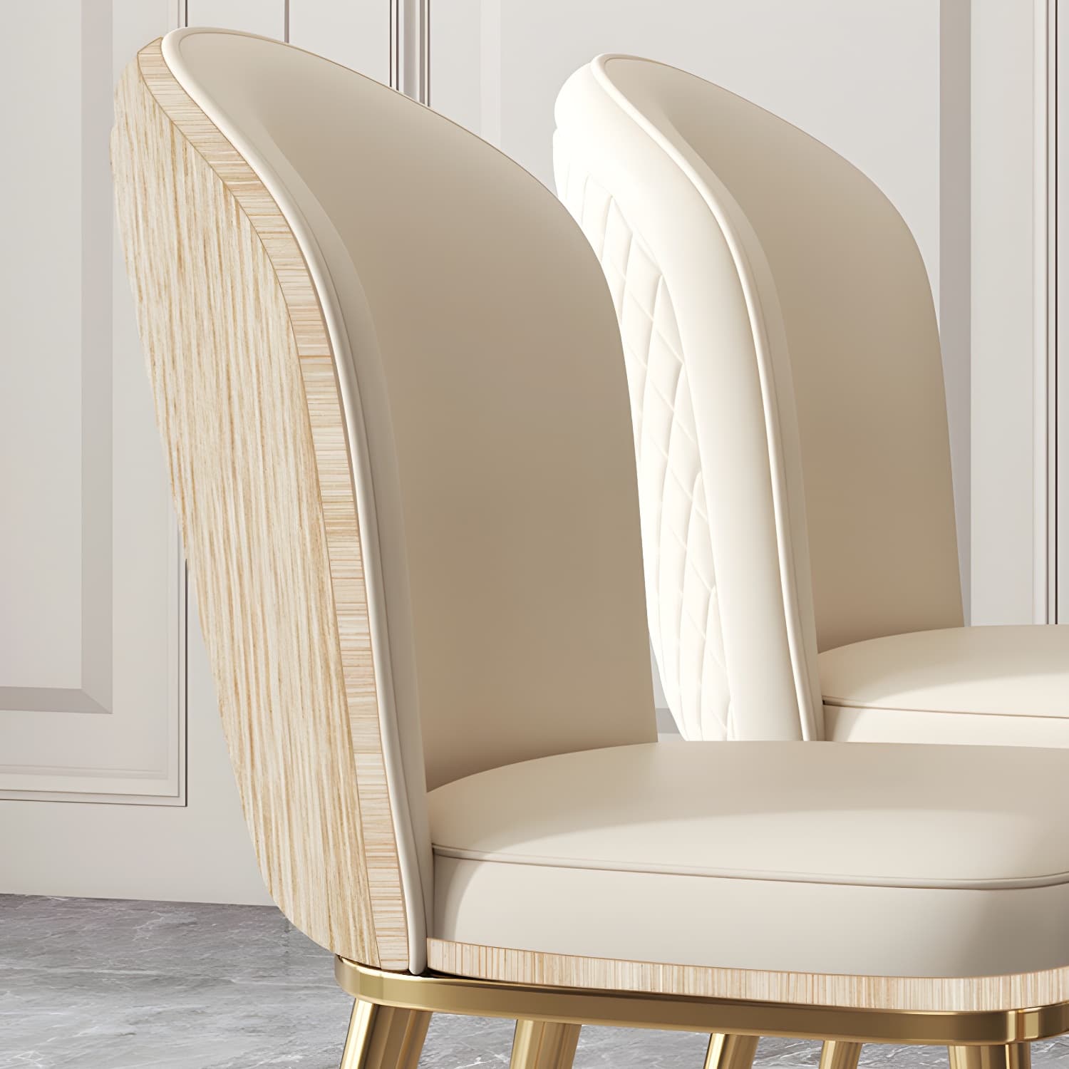 Glam Style Side Chair Leather Gold Frame Dining Chair for Home - image 24