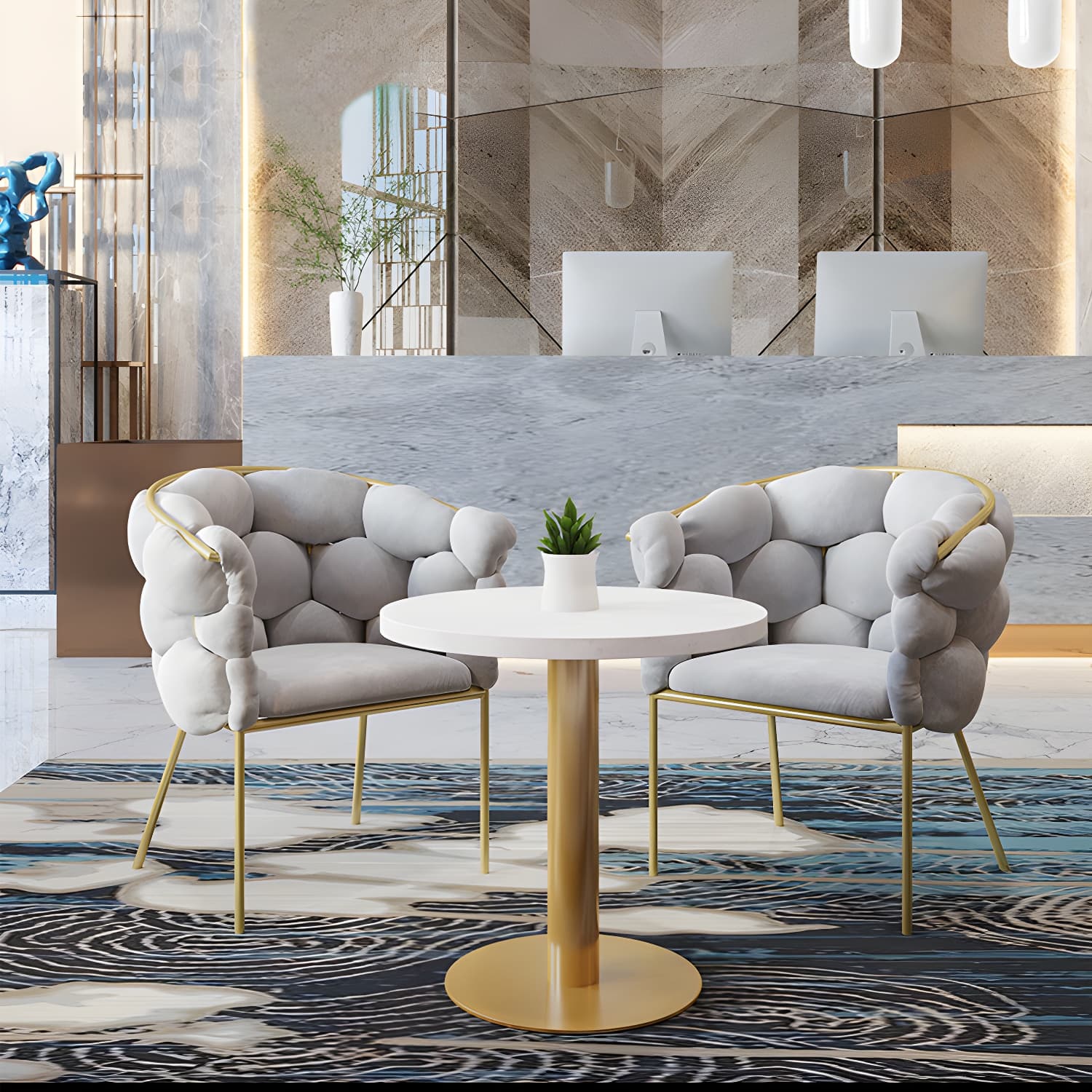 Glam Kitchen Gold Legs Chair Upholstered Dining Armless Chair - image 13