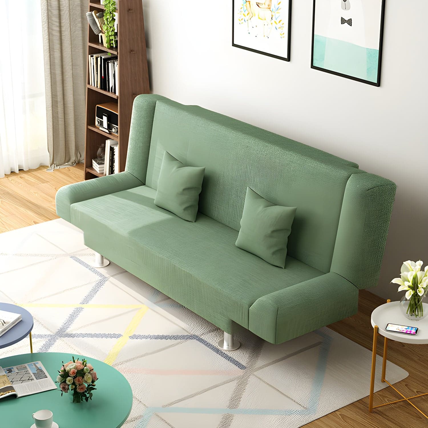 29.53"H Linen Armless Convertible Sleeper Sofa Bed for Living Room - image 11