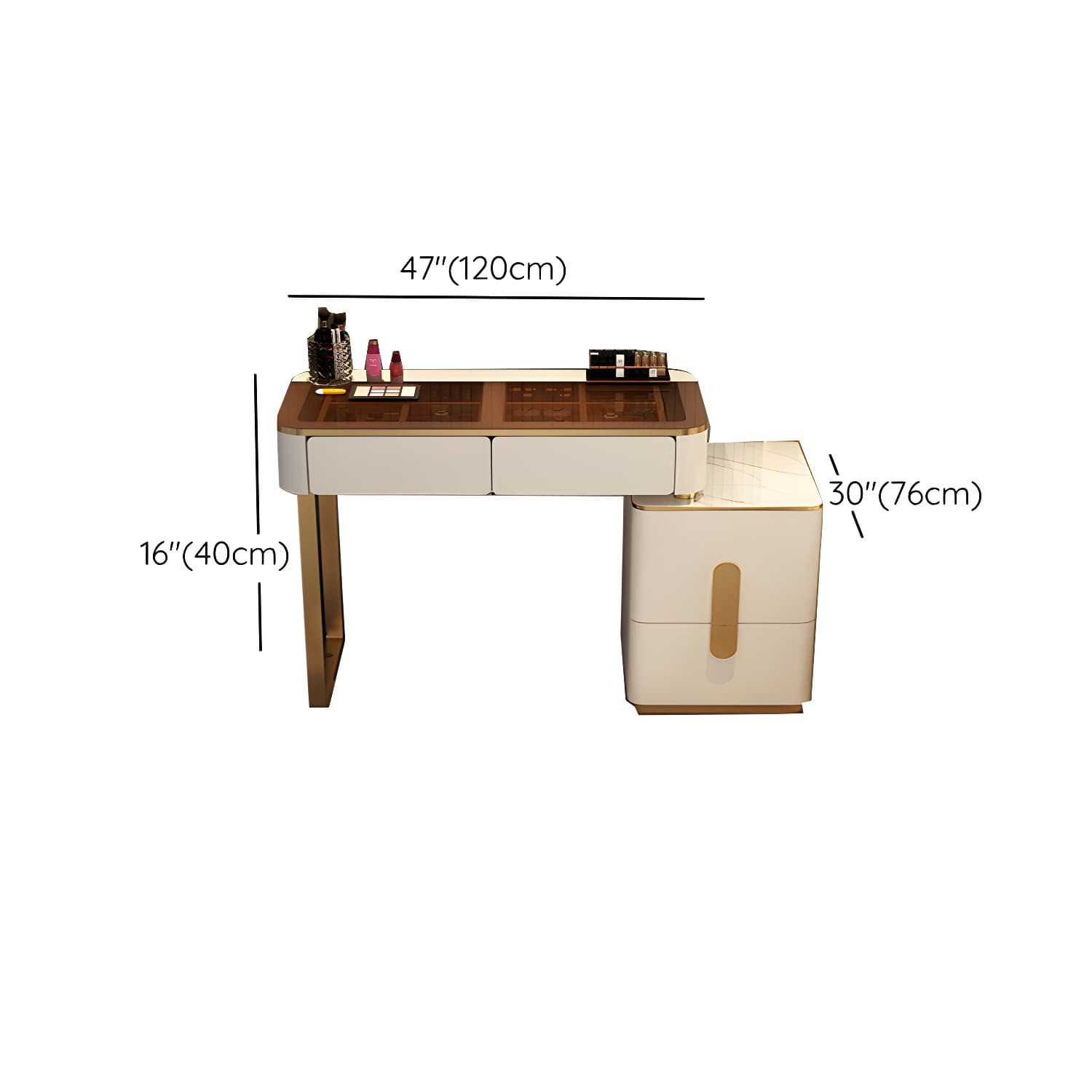 Glam Glass Vanity Dressing Table 29.9" H Bedroom Makeup Counter with Drawer - image 17