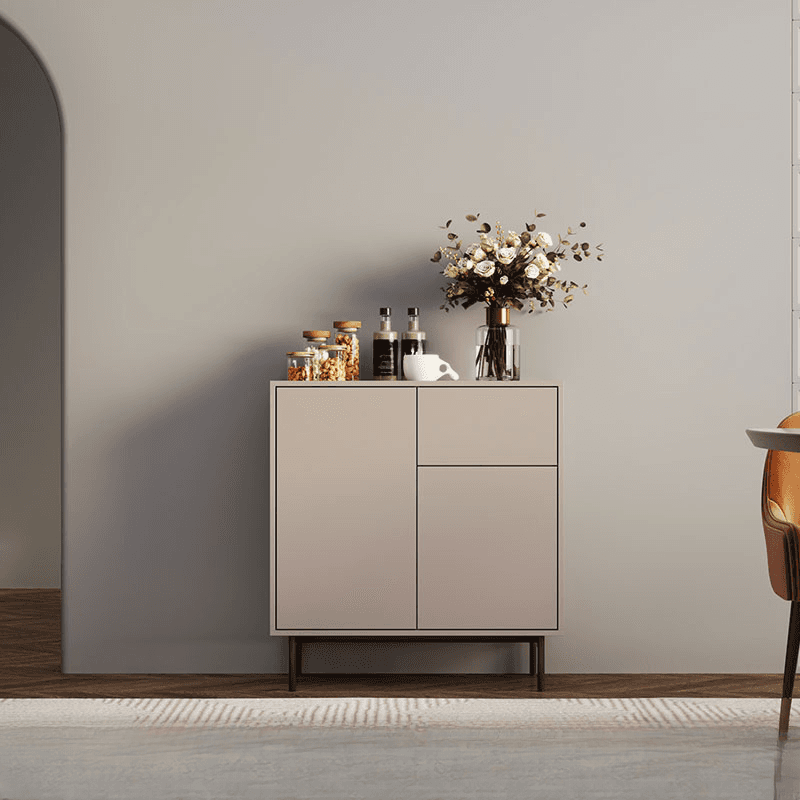 Ground Design Narrow Server with 2 or 1 Drawer, Drawers Storage, Alterable Shelf, and 3 or 2 Doors Tabletop