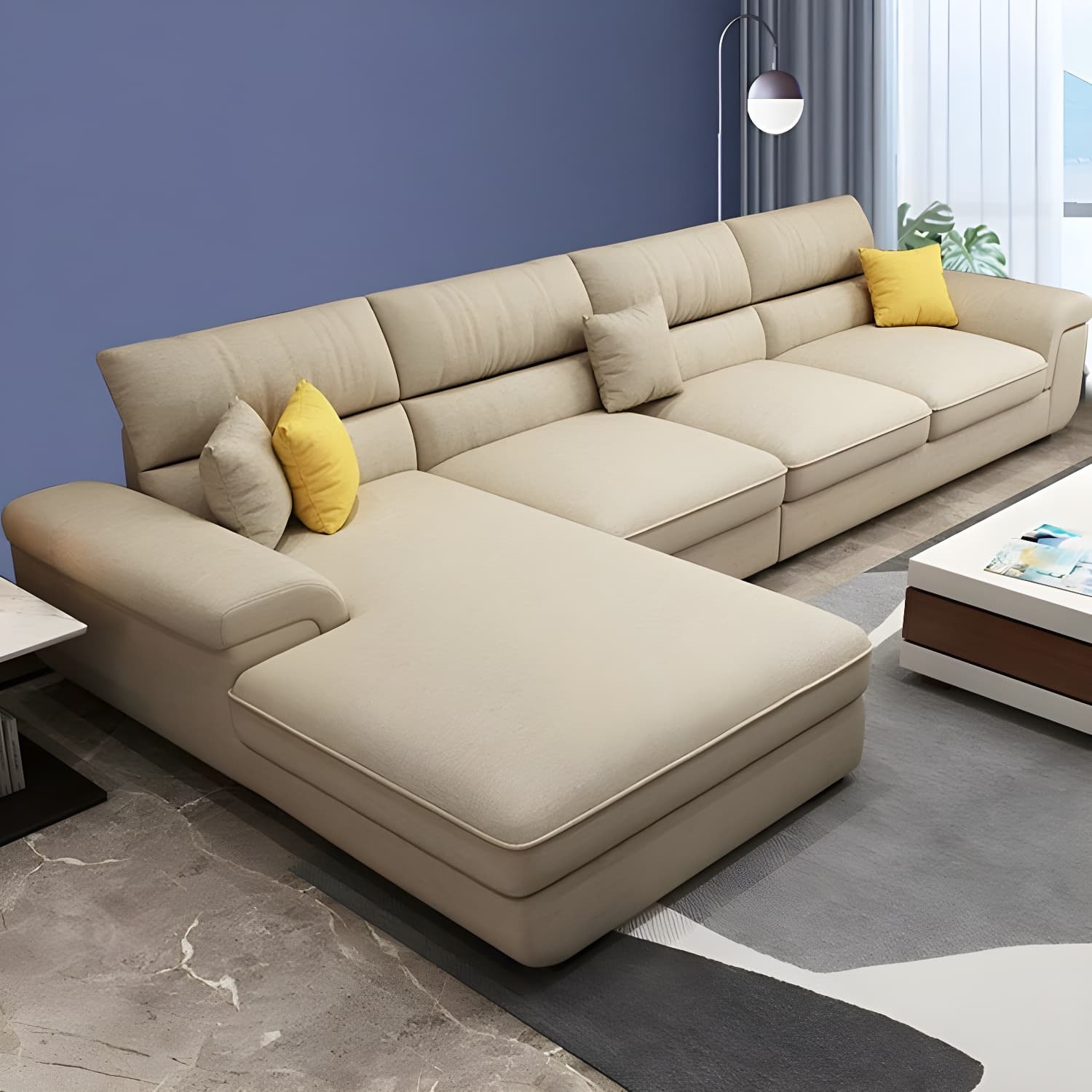 Modern L-Shape Wood Sectional Sofa Chaise with Pillow Top Arm and 3 Piece Set - image 8