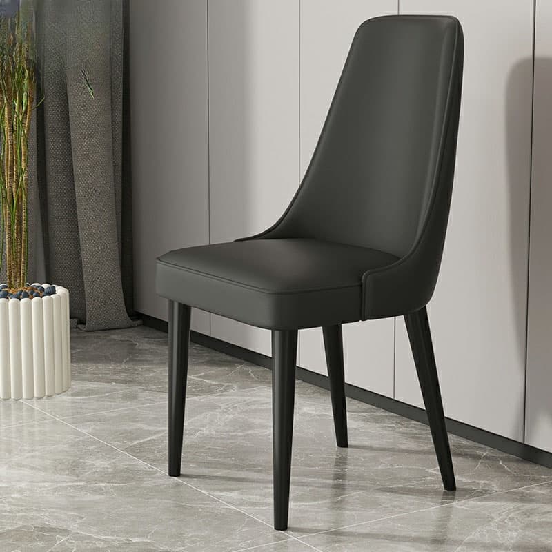 Mid-Century Modern Armless Faux Leather Kitchen and Dining Side Chair in Parsons Style