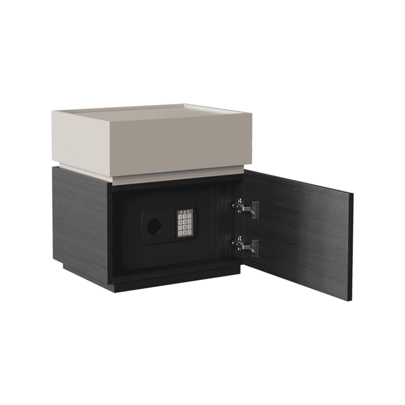 Organic Modern Bedside Cabinet Nightstand with 1 Drawer, 1 Cabinet, 2 Shelves, Right Orientation, and Particle Board Wood - image 8