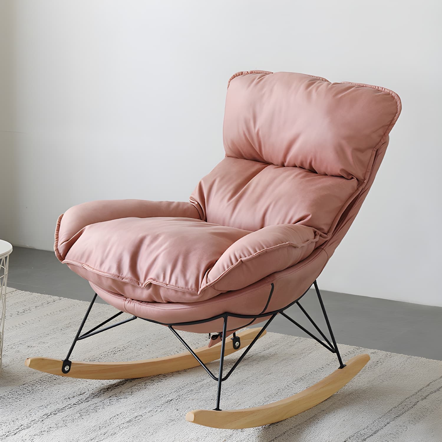 Contemporary Nursery Rocking Chair Indoor Sofa Rocking Chair with Ottoman and Cushion - image 7