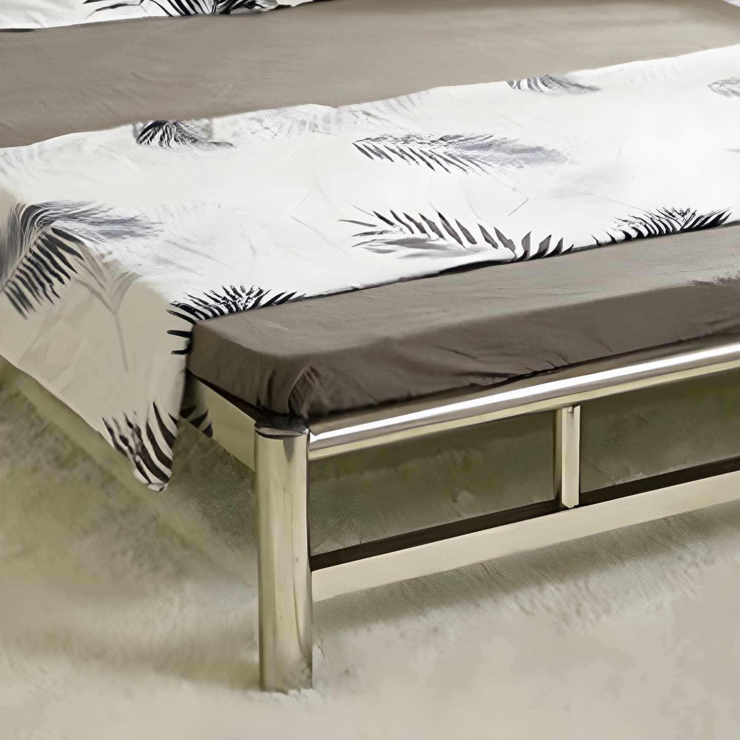 Silver Modern Steel Bed Rectangular Minimalist Bed with Metal Legs - image 9