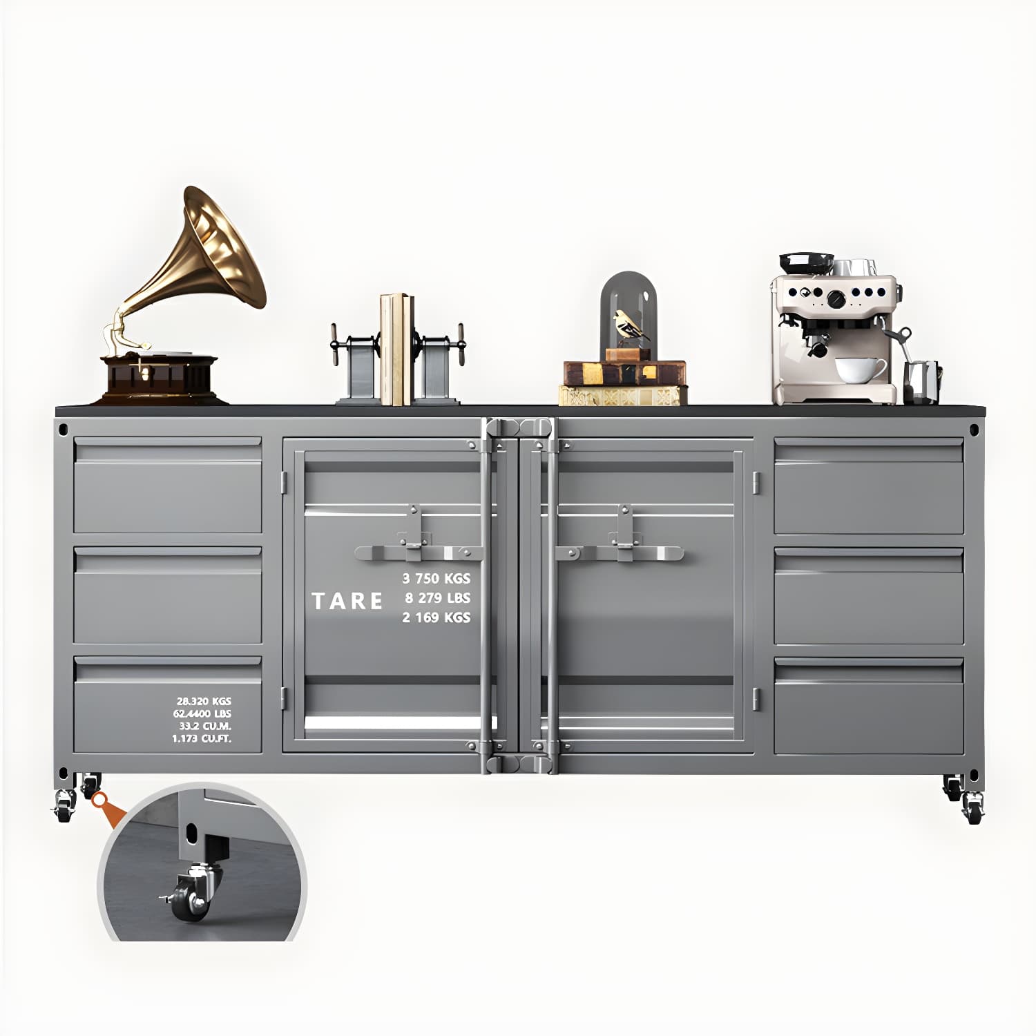 Industrial Metal Sideboard Credenza with Cabinets and Drawers - image 12