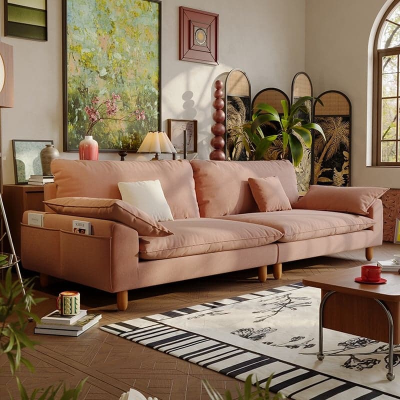 Gray/Sage/Amber Color Standard Sofa with Armrest and 4 Pillows for Drawing Room - image 9