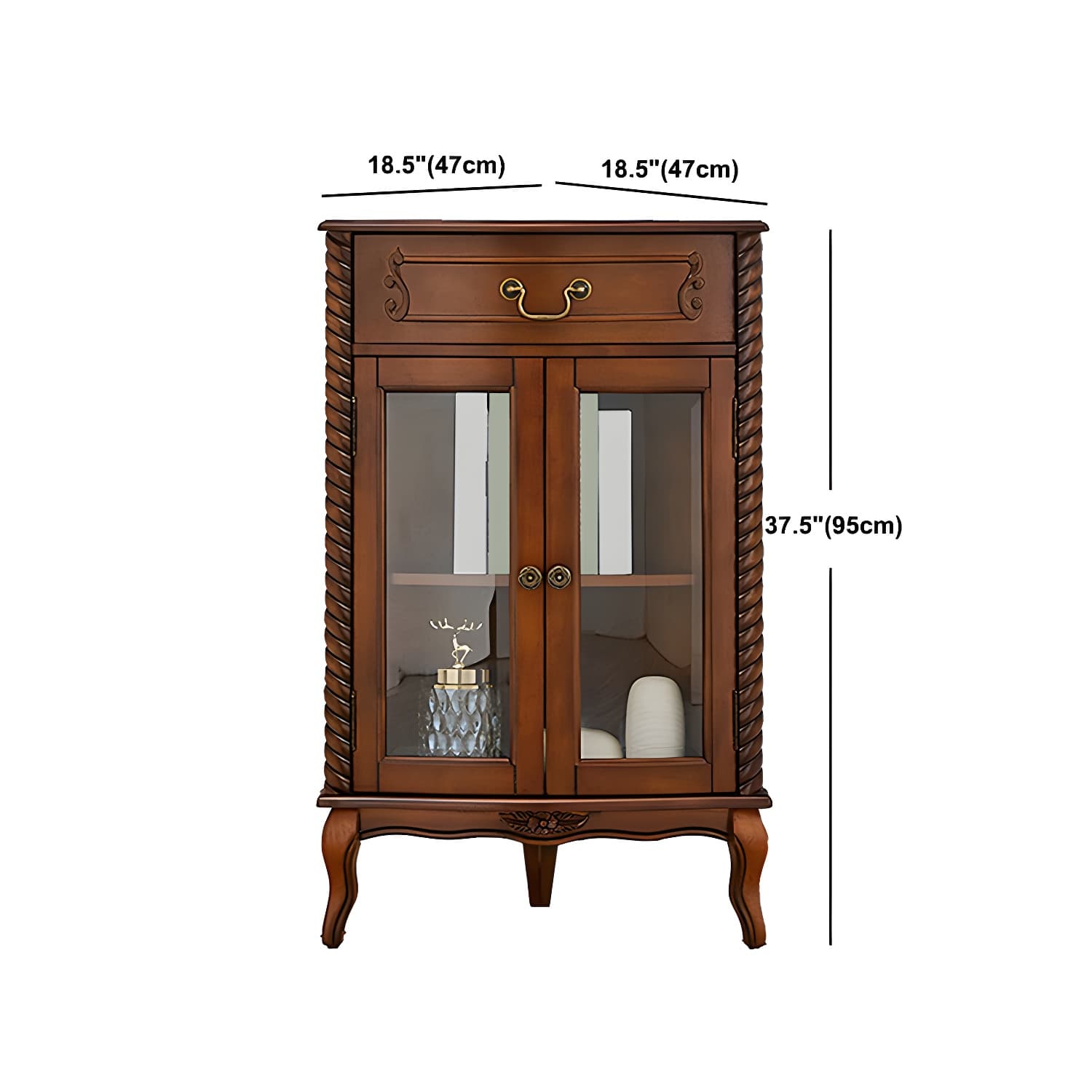 Mid-century Modern Brown Corner Cabinet, Wooden Accent Cabinet with Shelves - image 16