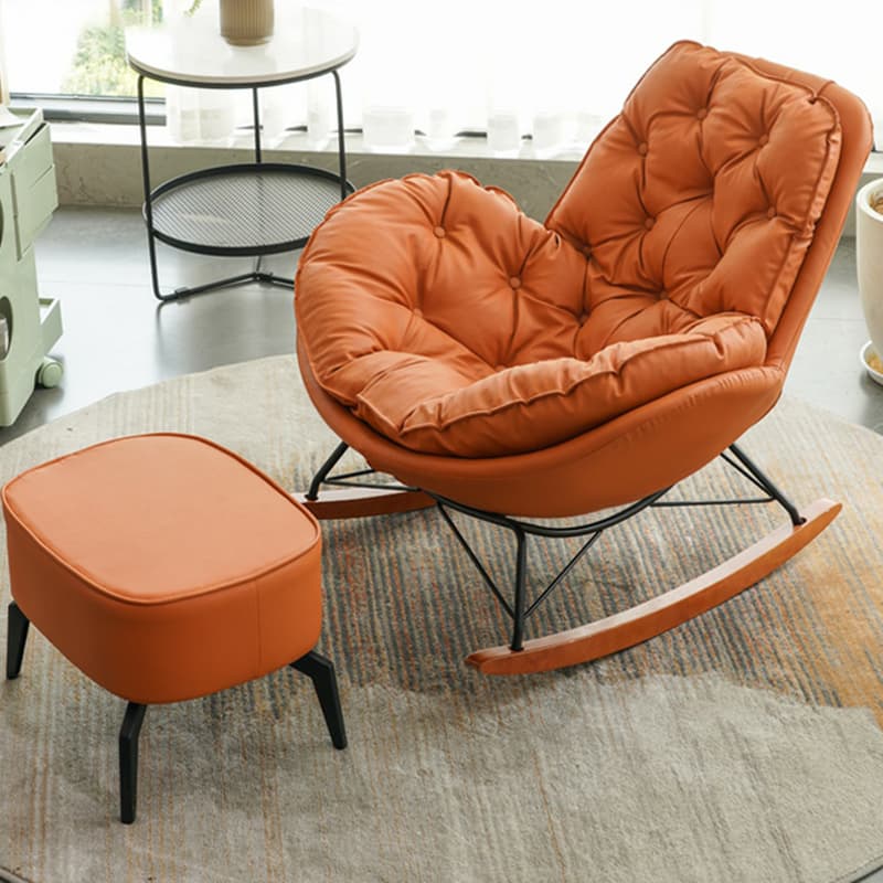 Ergonomic and Stationary Solid Wood Maternity Rocking Chair with Back and Flared Arm - image 9