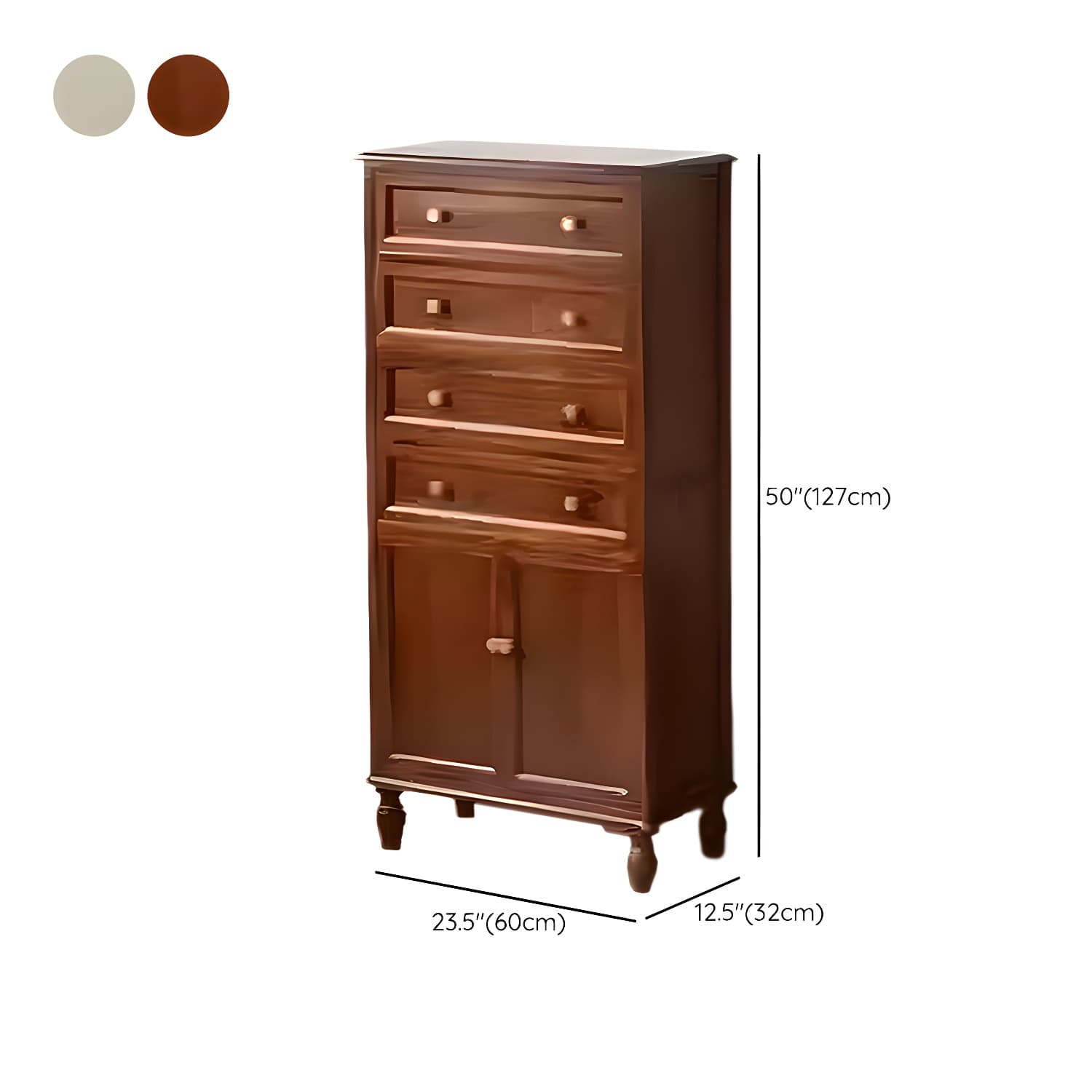 Mid-Century Modern Rectangular Wood Accent Cabinet with 1 Cabinet and Drawers - image 23