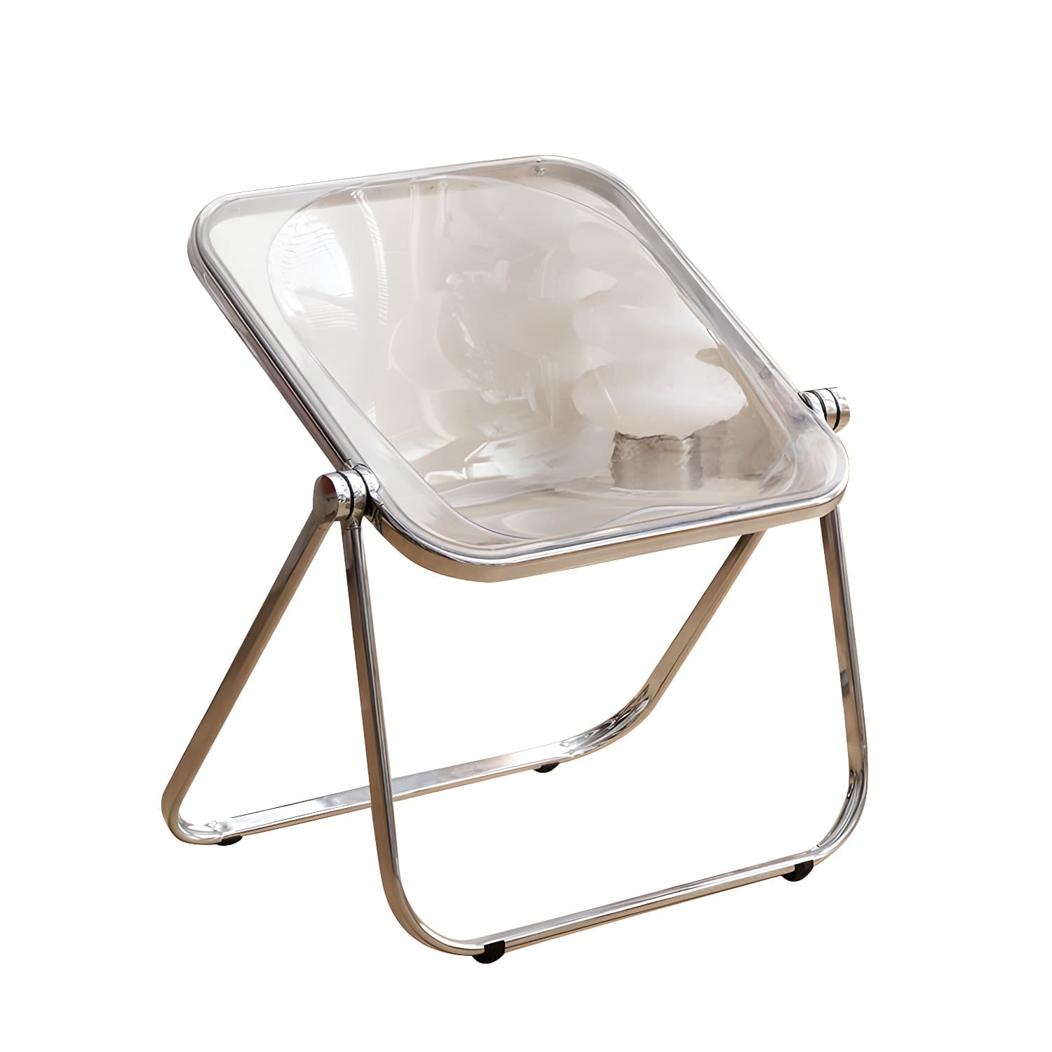 Modern Collapsible Side Chair with Low Back and Foldable Design in Plastic & Acrylic