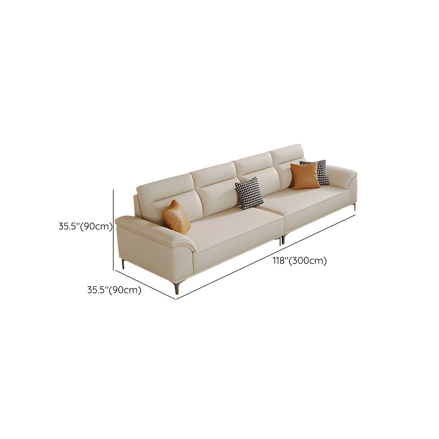 Modern Beige Faux Leather Sofa with Ottoman Included - Pillow Top Arm and Cushion Back - image 13