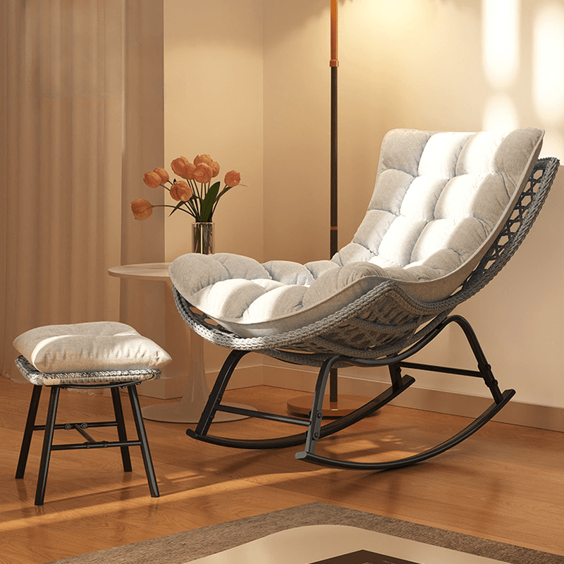 2 Piece Set/1 Piece Set Cushioned Rocking Chair with Ottoman in Resin with Rear in a Modern Simple Style - image 7