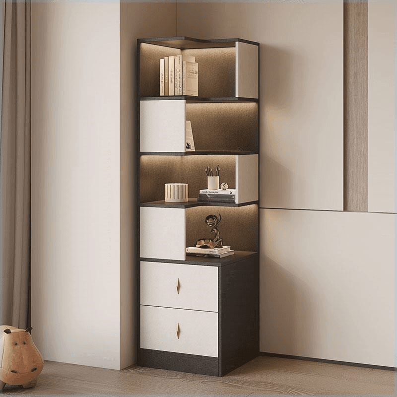 Modish Timber White/Ink/Gray Nook Accent Chest with 4 Exterior Shelves & Soft Close Drawer - image 6