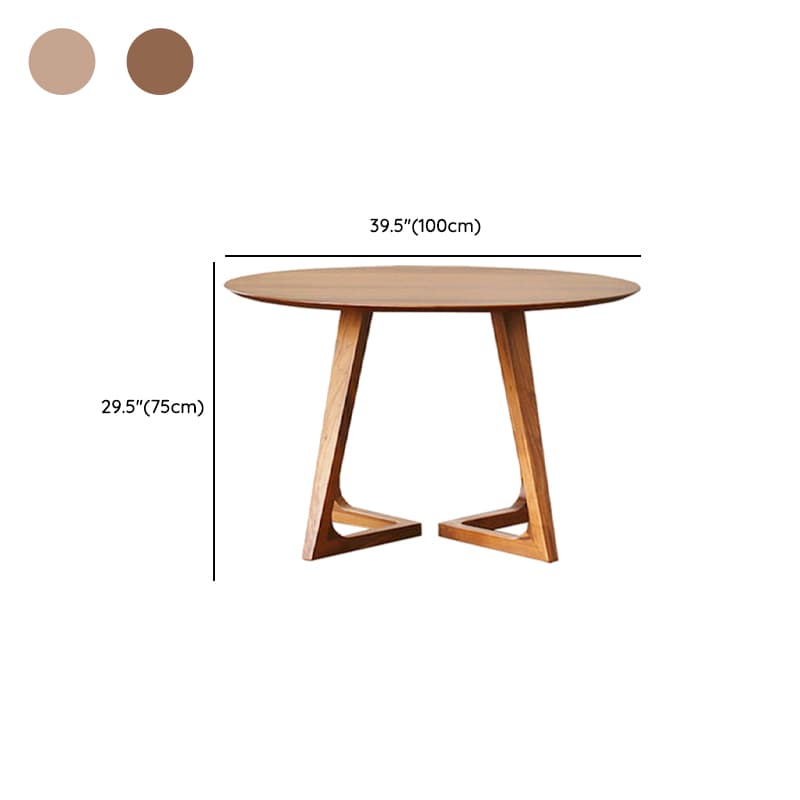 Minimalist Coffee Wood/Neutral Wood Tone Sleighing Dining Table Set with Round Solid Wood Table and Upholstered Chairs - image 11
