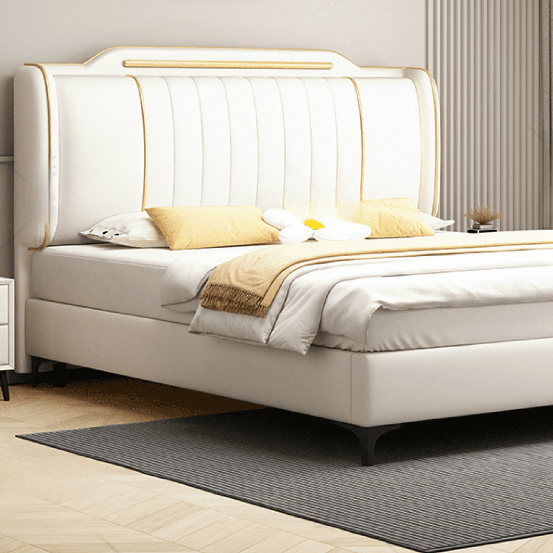Simplistic Style Wingback Headboard with Camelback Shape in Pine Wood, No Distressing, Available in King/Queen/Full Sizes, Featuring Sponge Upholstery and Standard Height - image 19