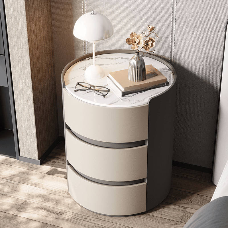 Minimalist 3-Tier Stone Countertop Drawer Storage Nightstand - image 4