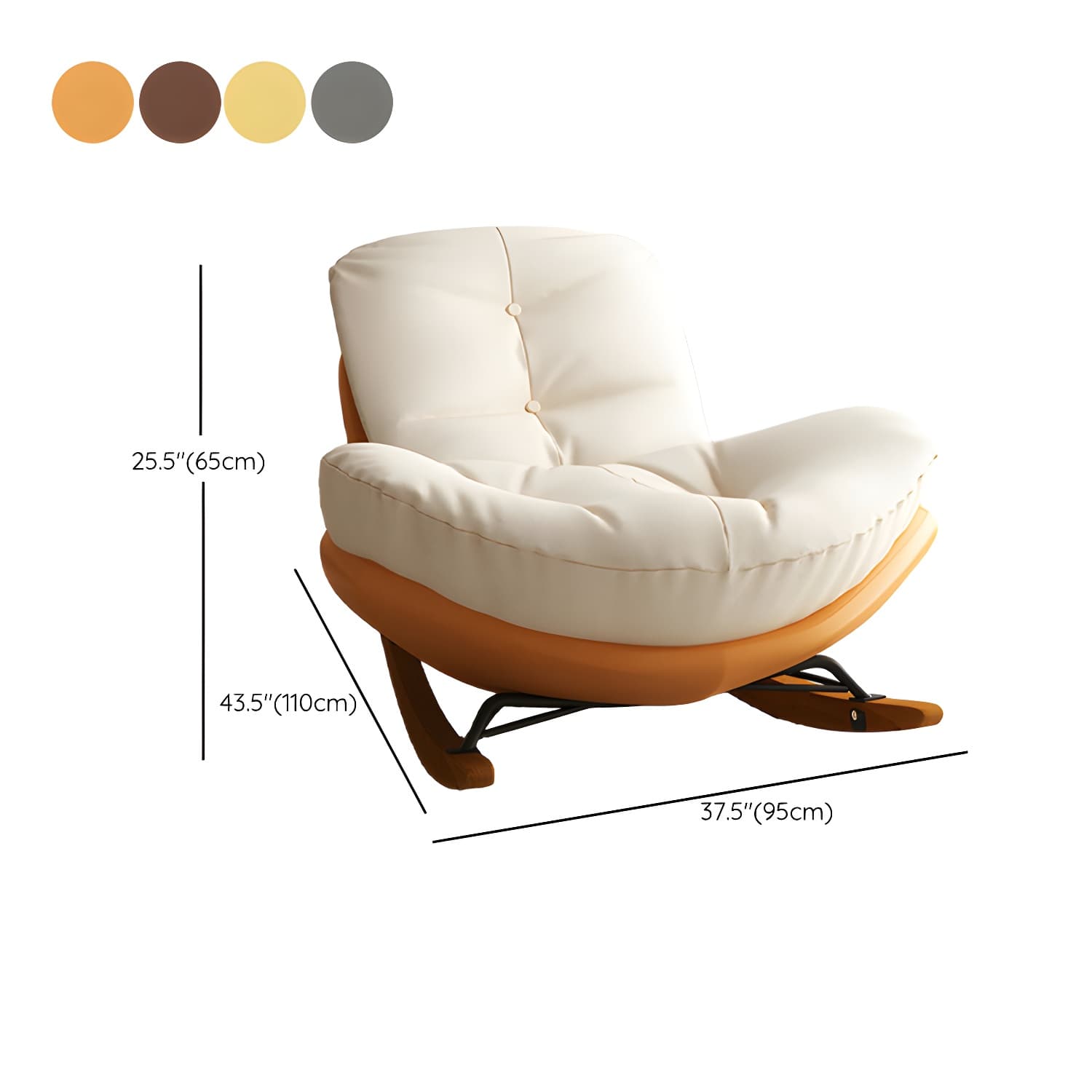 Cotton Upholstered Indoor Rocking Chair with Solid Wood Legs, Compact Design for Small Spaces - image 21