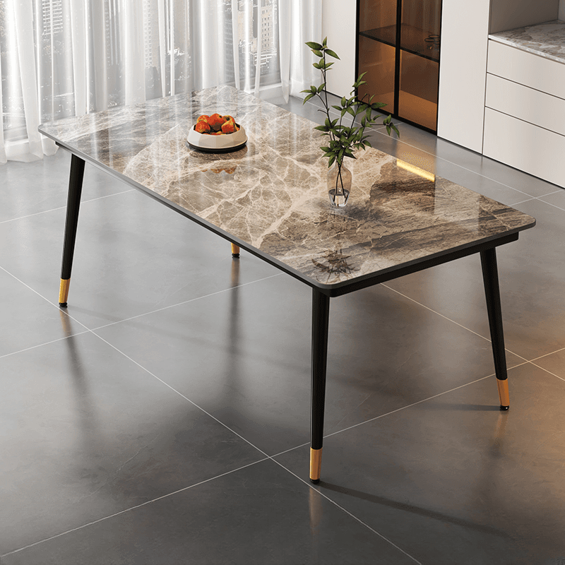 Art Deco Rectangle Scratch-repellent Fixed Table/Dining Table with Ink legs and Sintered Stone top Seats 4/Seats 8/for 6 - image 3