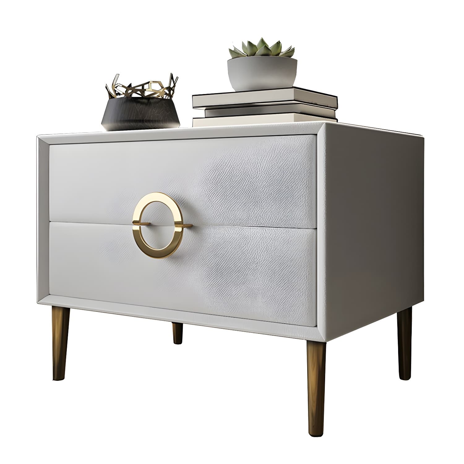 Glam Style Solid Wood Two Drawers Nightstand with Legs for Bedroom - image 25