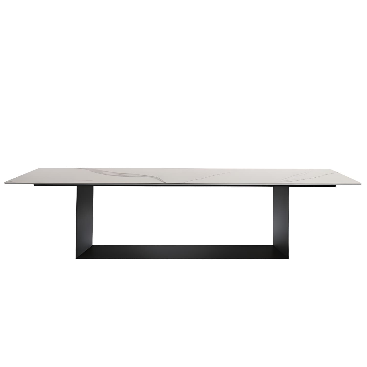 Rectangle Stone and Metal Dining table Modern Trestle Base Dining Table - image 3
