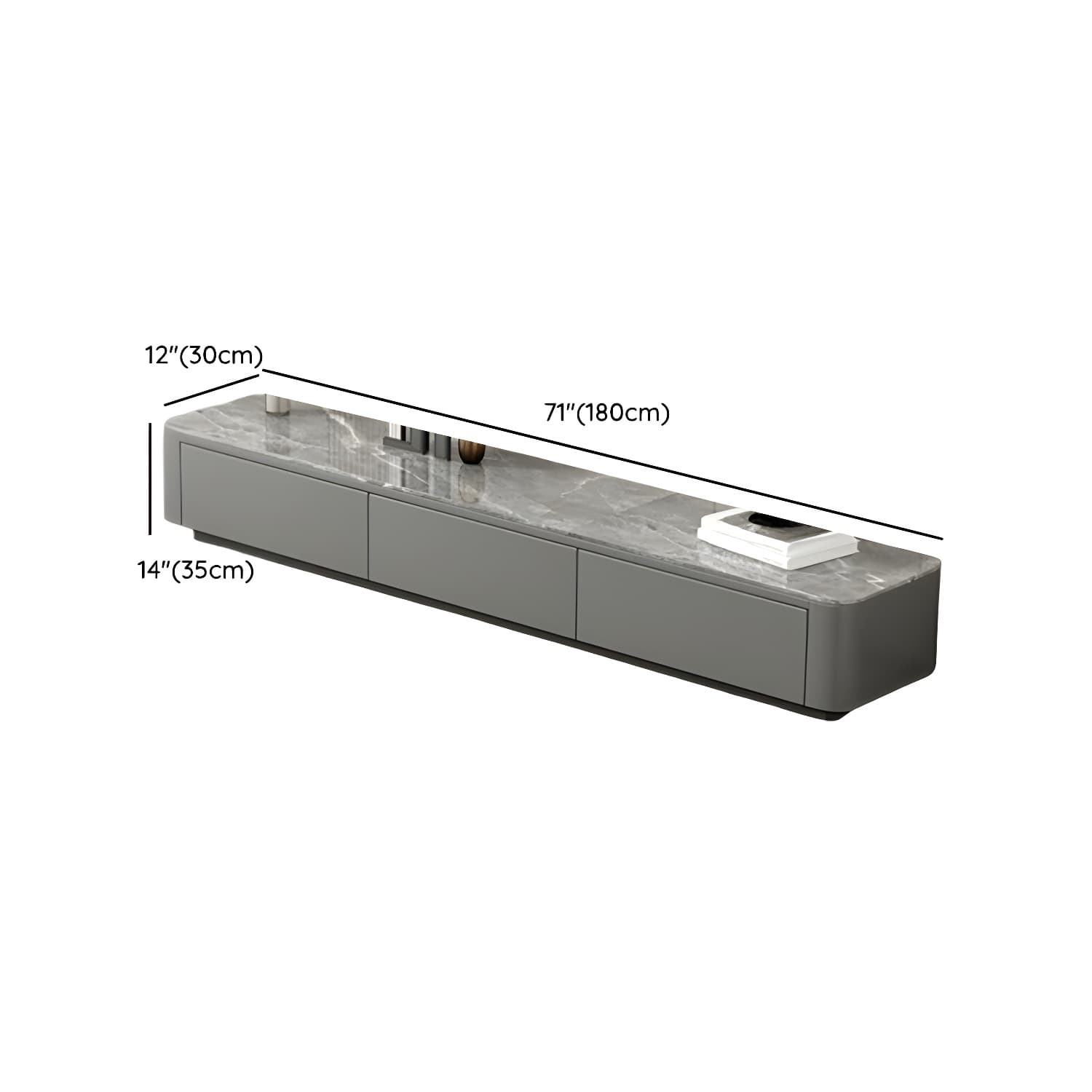 Stone Low TV Stand with Soft-close Drawers and Cable Management - image 14