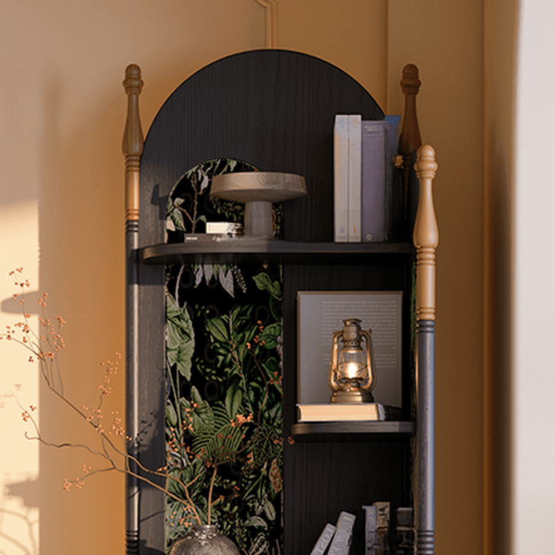 Modern Simple Style Nook Decorative Cabinet with 6 Exterior Shelves/4 Exterior Shelves, Ash Wood Countertop in Matte Black - image 4
