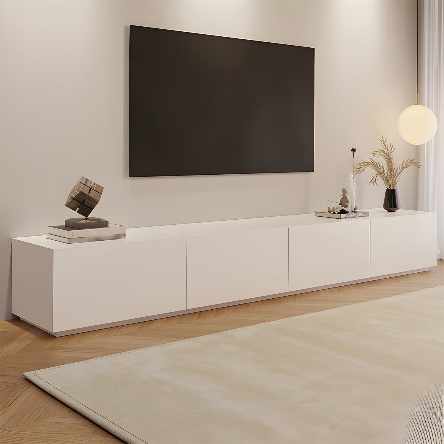Modern Engineered Wood TV Media Stand Enclosed Storage TV Console