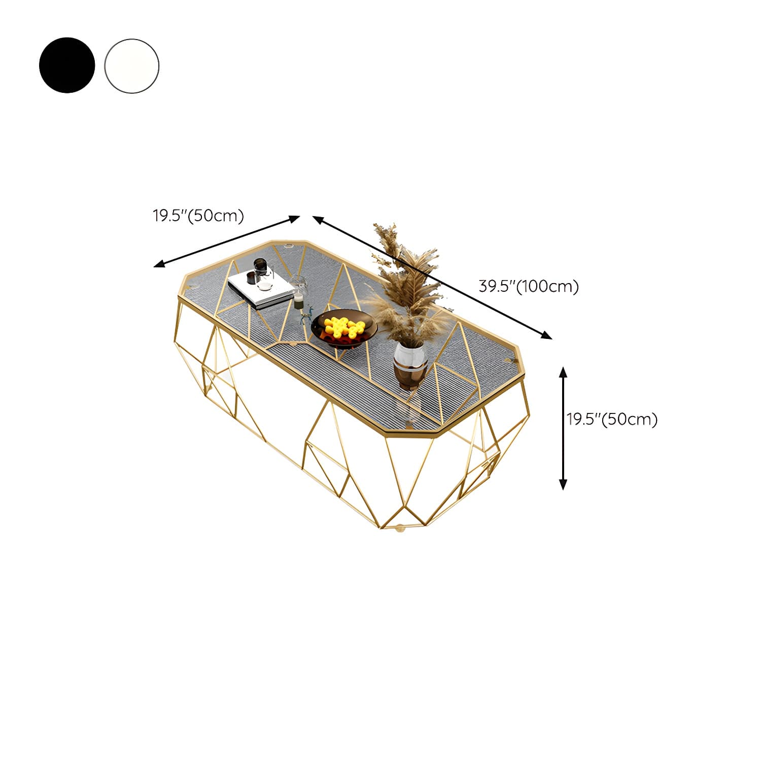 Octagon Glass Glam Coffee Table with Gold Iron Frame and Tempered Glass Top - image 12