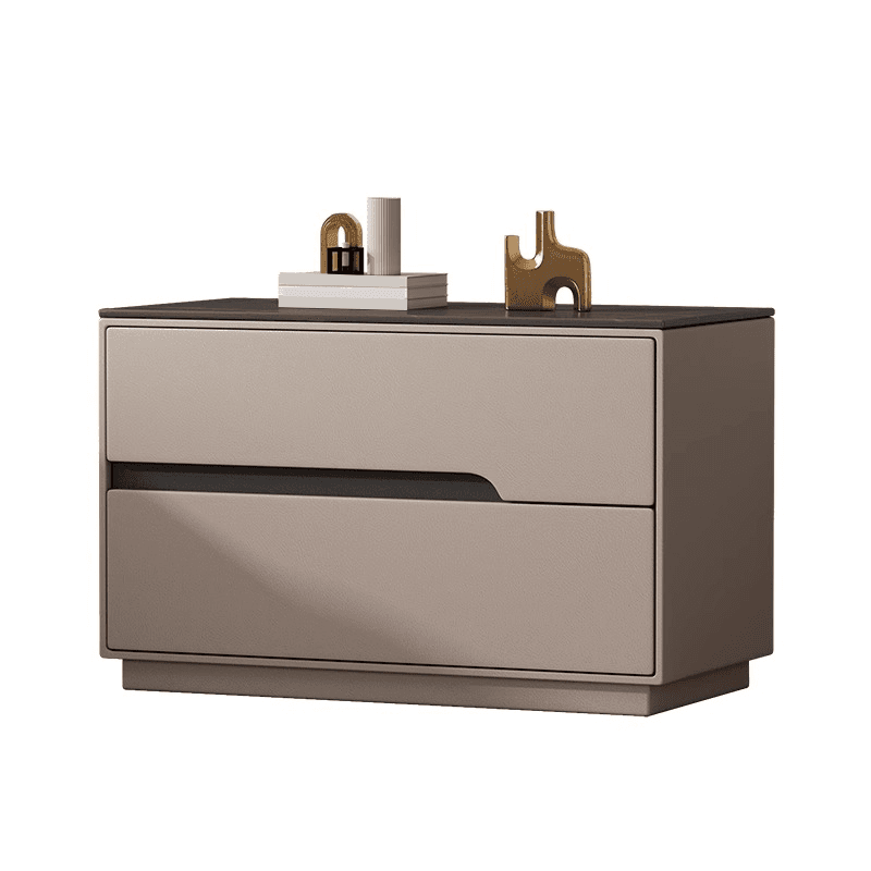 Minimalist Bedside Cabinet Nightstand with 2 Drawers and Stone Countertop - image 9