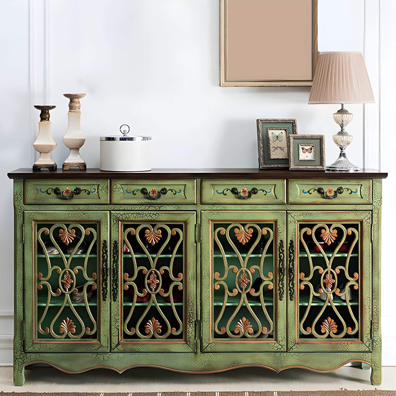 Industrial Cabriole Legs Storage Cabinet Solid Wood Storage Cabinet - image 9
