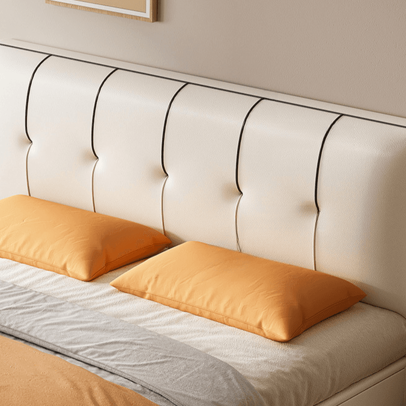 Cream Solid Color Storage Included Bed with 3 Storage Boxes for Bedroom - image 5