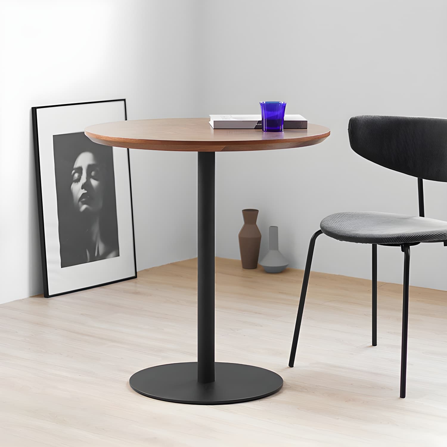Round Tulip Base Casual Dining Table Four-Color Fixed Table with Solid Wood - image 10