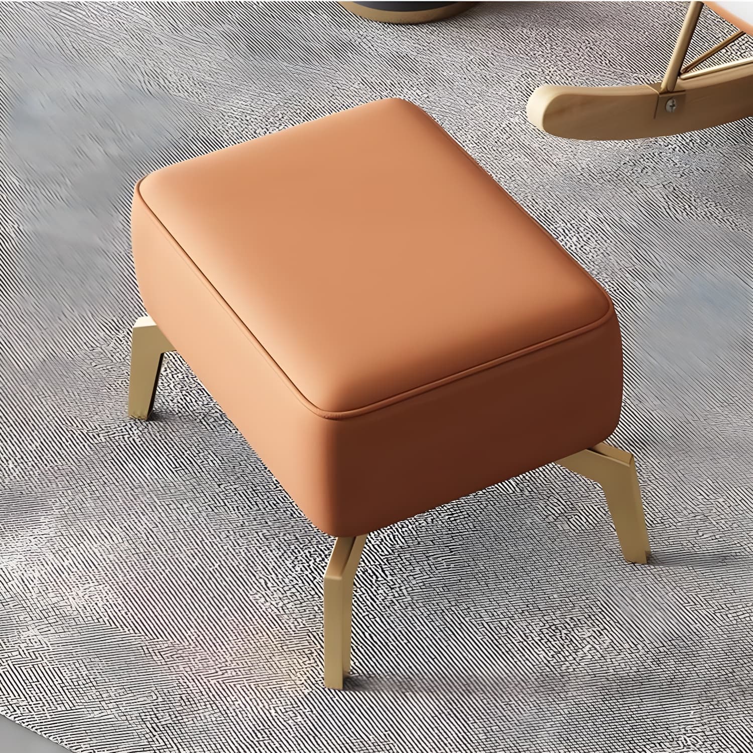 Modern Non-Scratch Armless Indoor Solid Wood Faux Leather Rocking Chair - image 11