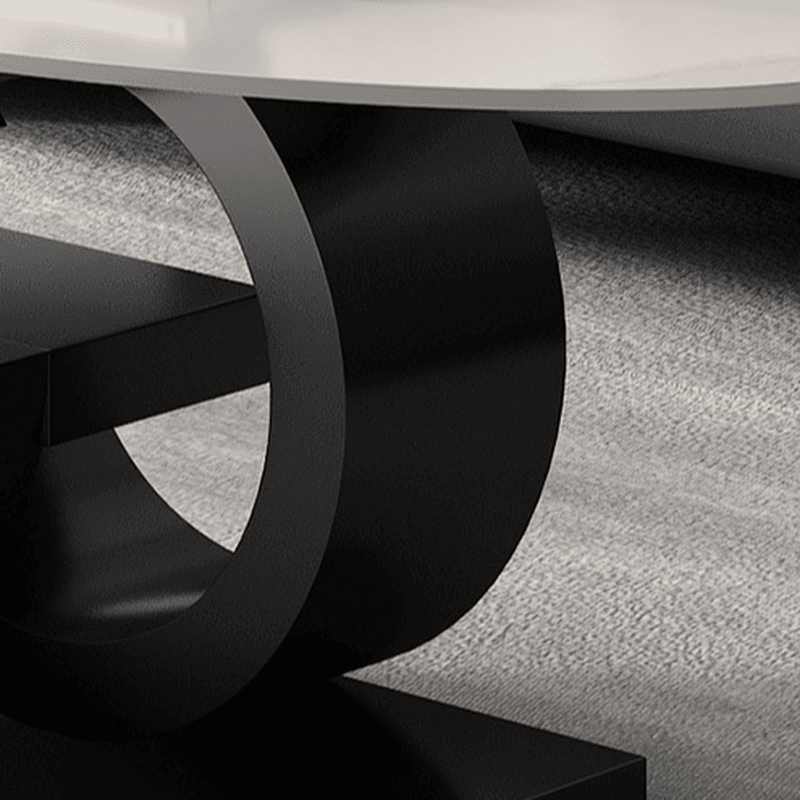 Contemporary Design Single Slate Oval Coffee Table with Abstract Base in Midnight Black/Gray/Chalk - image 11