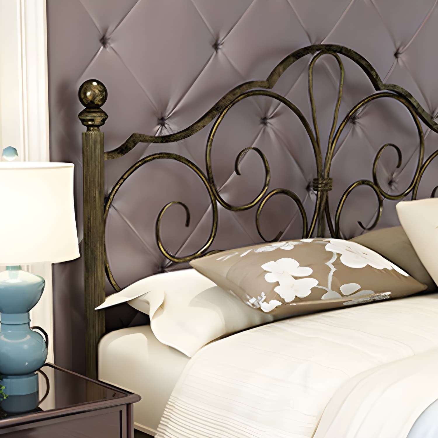 Industrial Open-Frame Bed Retro Metallic Low Profile Bed Frame with Headboard - image 8