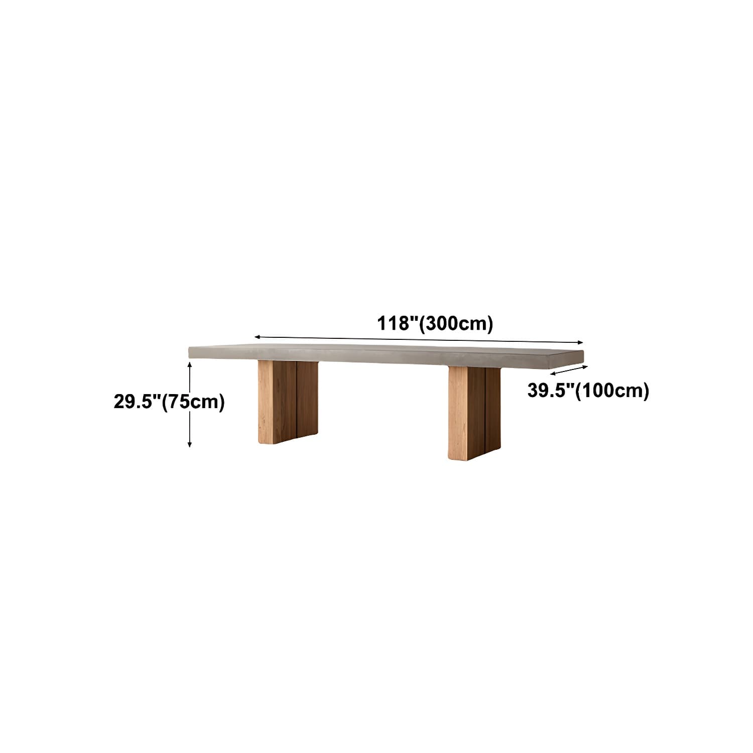 Modern Rectangle Dining table Solid Wood Double Pedestal Table in Grey - image 15