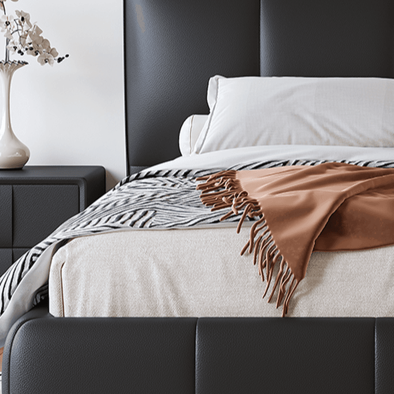 Ink Simplistic Storage Bed/Platform Bed in Genuine Leather with Leg for Bedroom - image 4