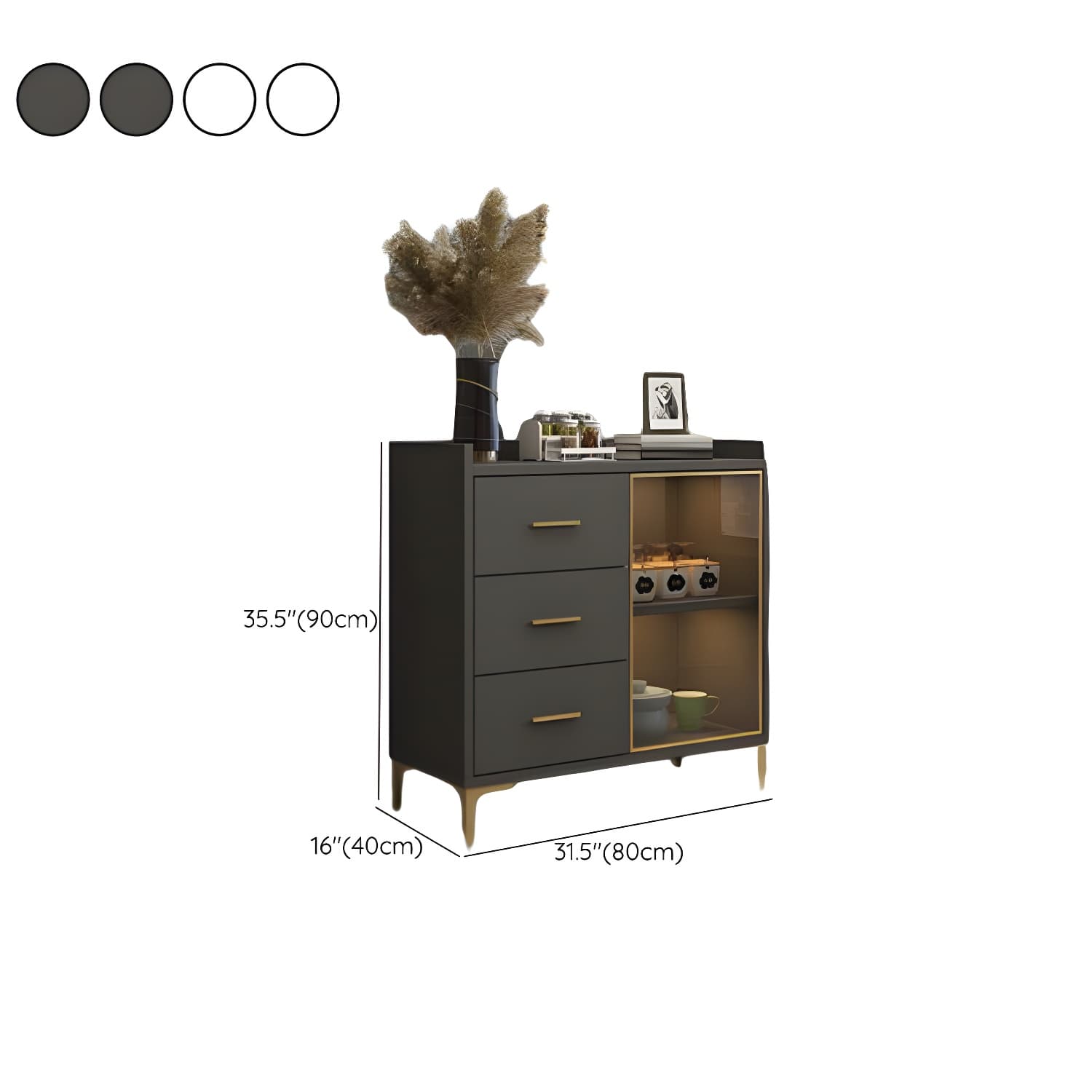 Glam Wood Sideboard with Glass Doors, Lighting Included, and Adjustable Shelves - image 12